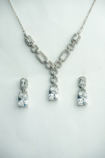 Radiant Crystal Link Necklace & Earrings Set