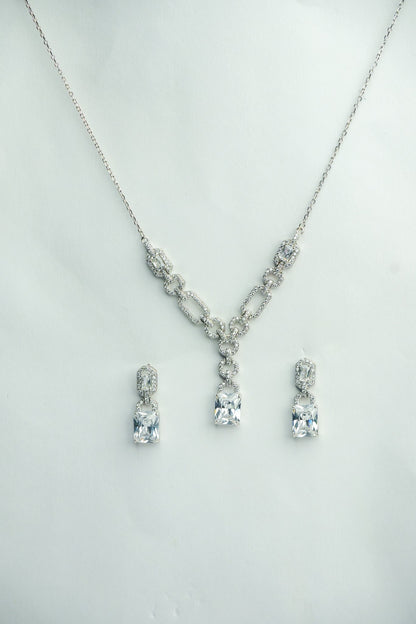 Radiant Crystal Link Necklace & Earrings Set