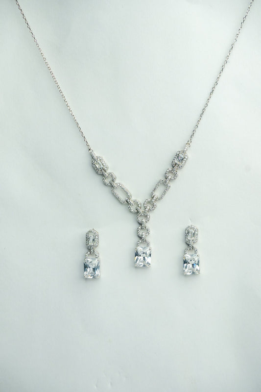 Radiant Crystal Link Necklace & Earrings Set