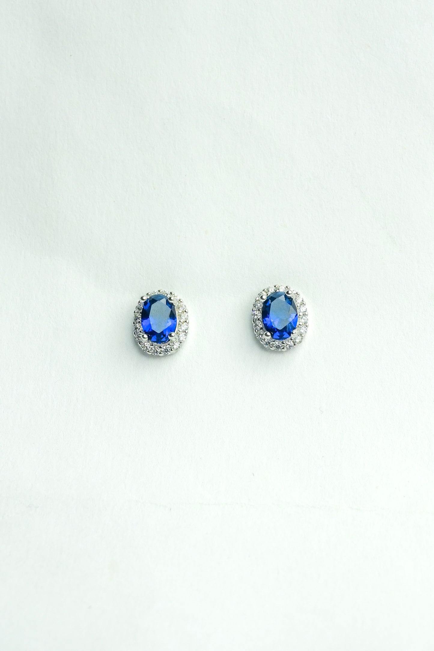 Royal Blue Sapphire Halo Necklace Set