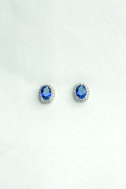 Royal Blue Sapphire Halo Necklace Set