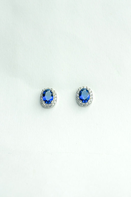 Royal Blue Sapphire Halo Necklace Set