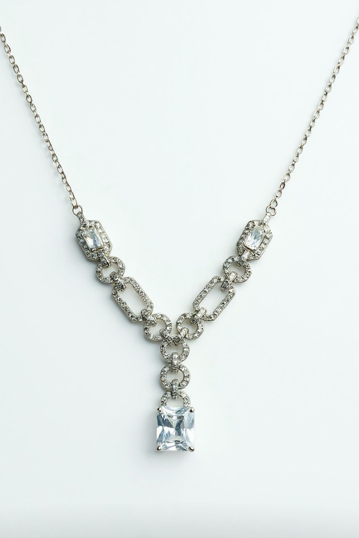 Radiant Crystal Link Necklace & Earrings Set