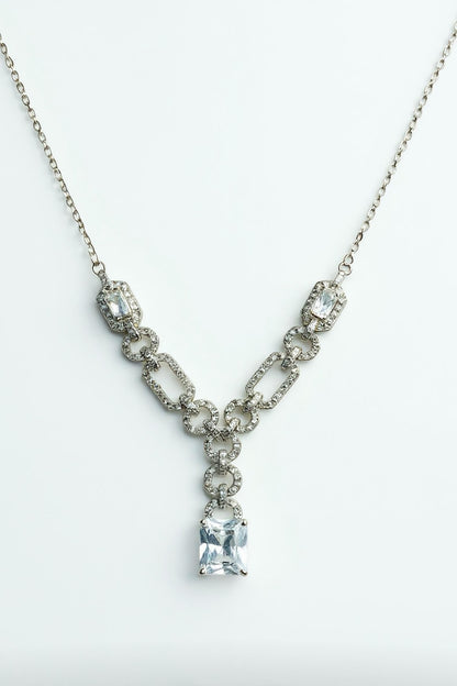 Radiant Crystal Link Necklace & Earrings Set