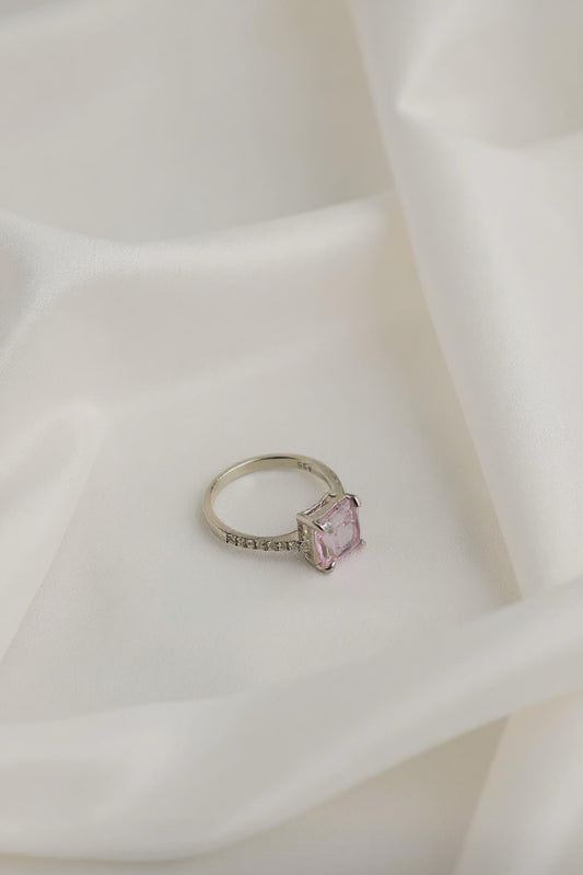 Elegant Pink Emerald-Cut Solitaire Ring