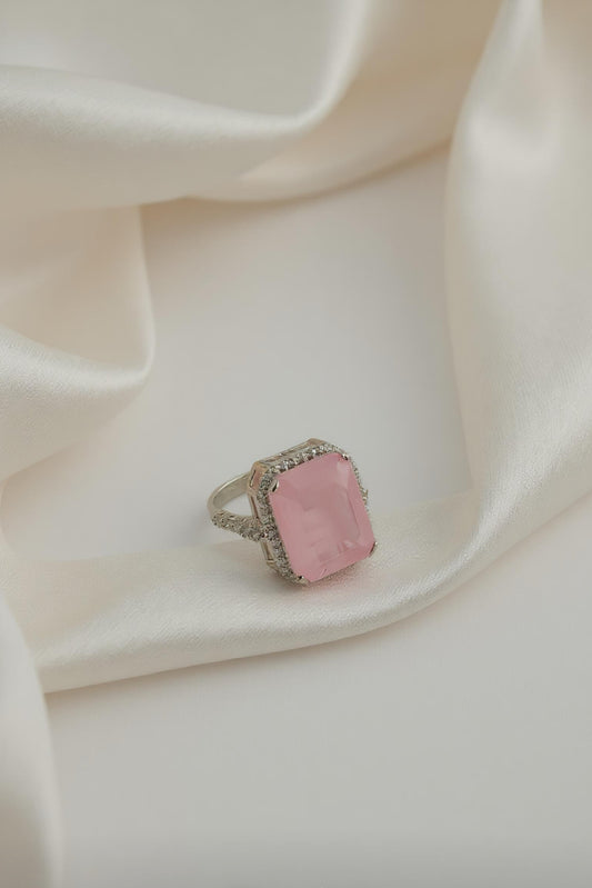 Pink Emerald-Cut Statement Ring