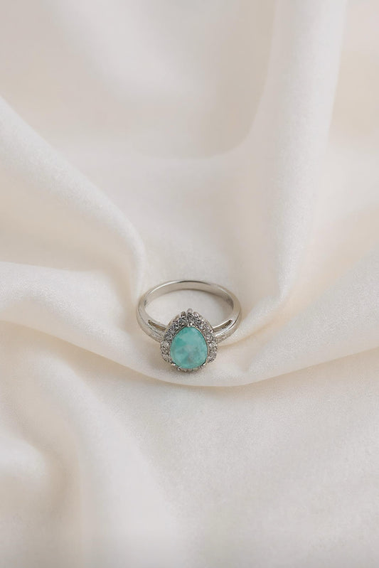 Aqua Teardrop Gemstone Ring