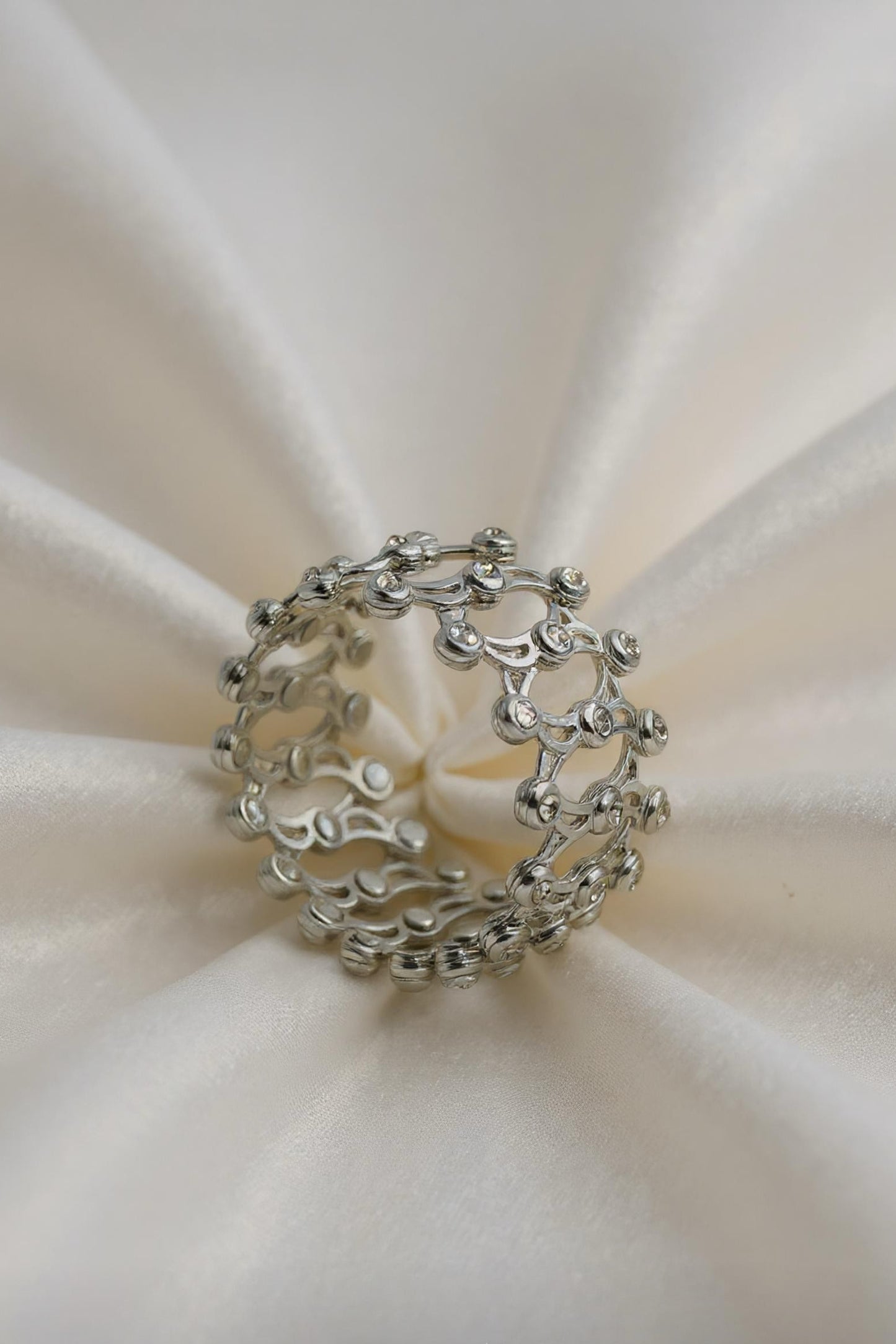 Crystal Bloom Openwork Band Ring