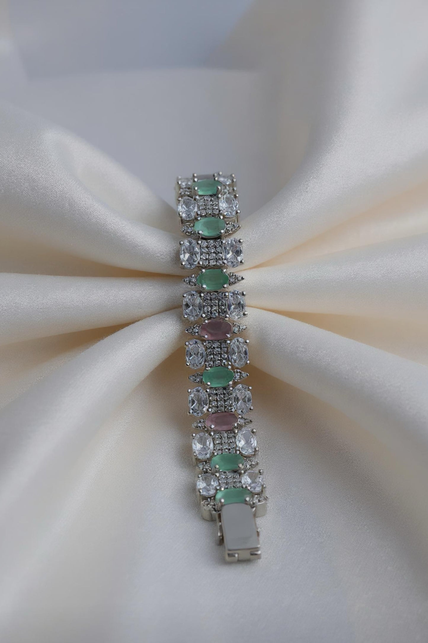 Emerald–Blush Royal Statement Bracelet