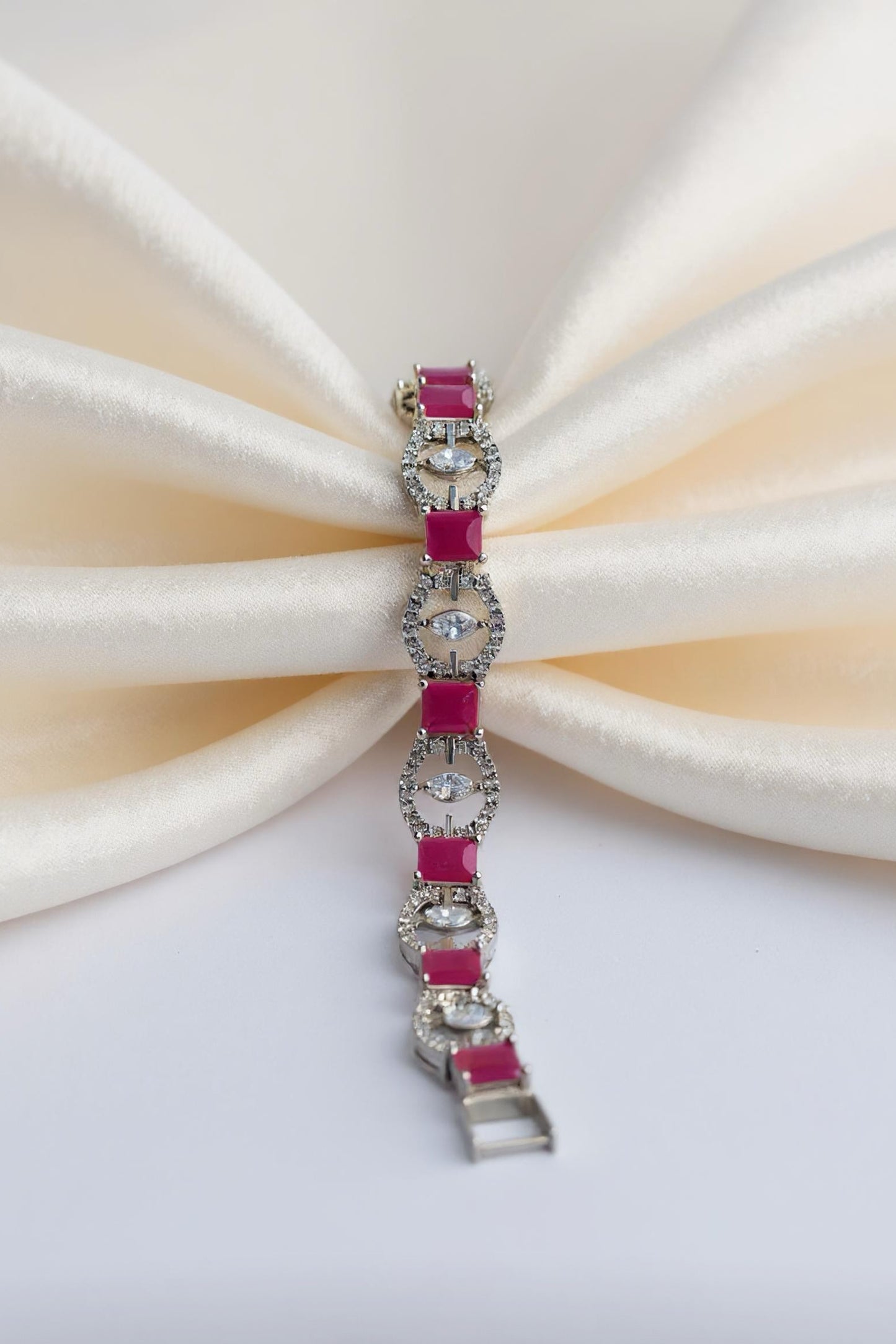 Ruby Pink Luxe Halo Bracelet