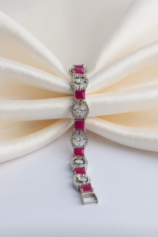 Ruby Pink Luxe Halo Bracelet
