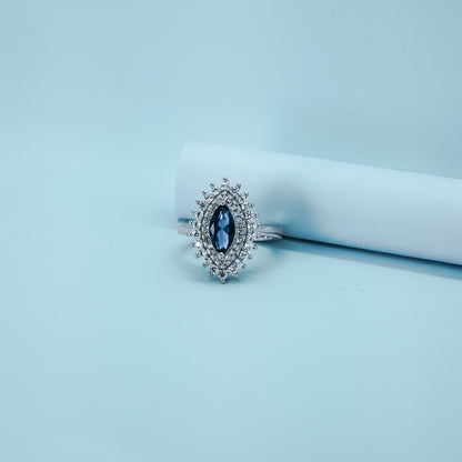 Royal Blue Halo Ring