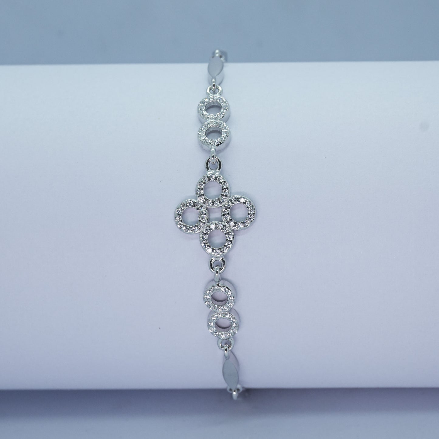 Crystal Halo Silver Bracelet