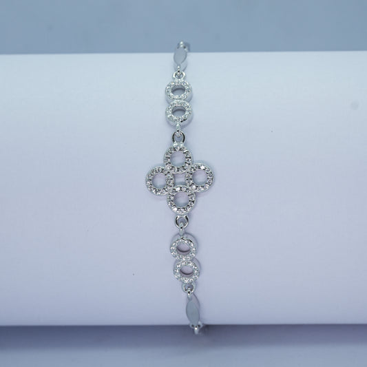 Crystal Halo Silver Bracelet