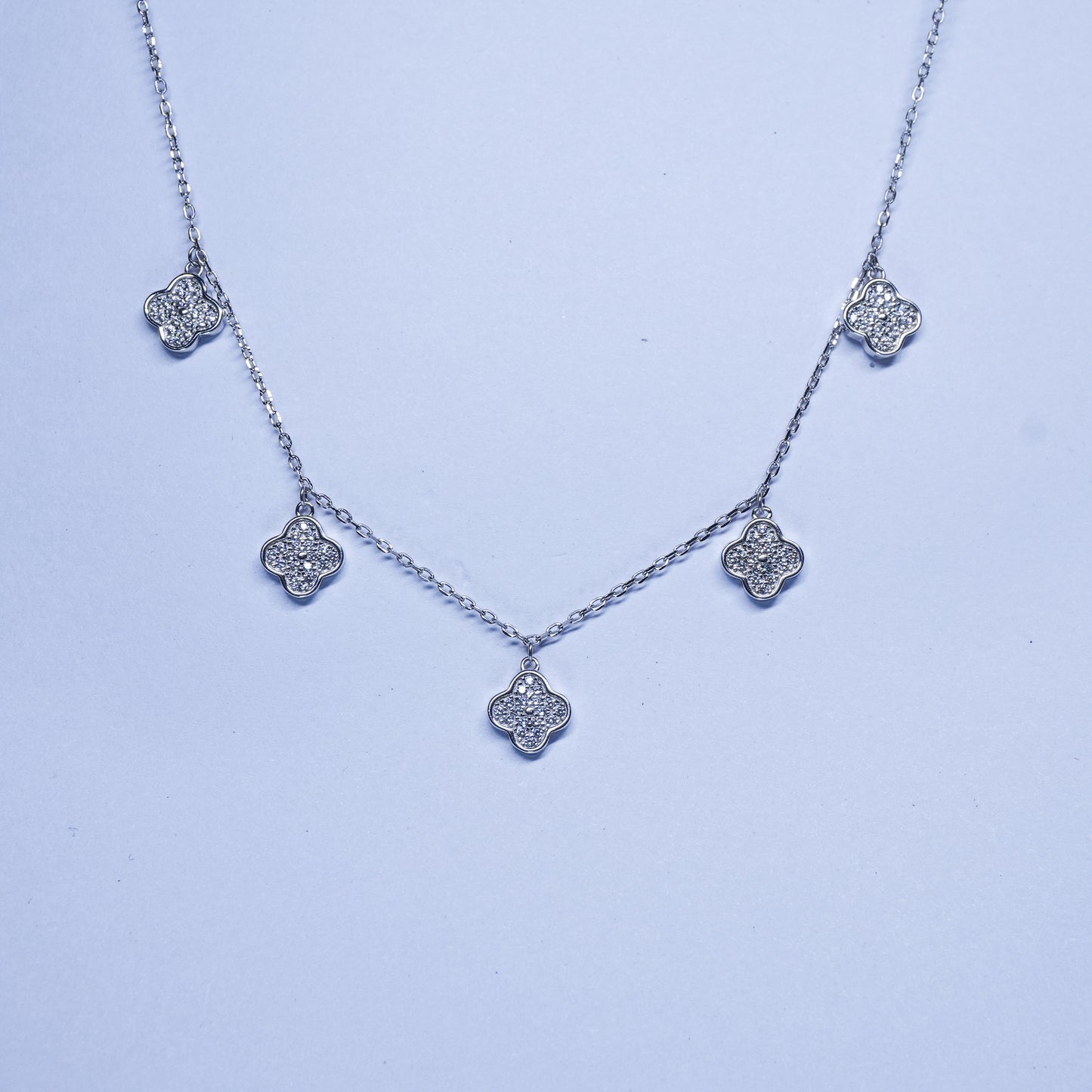 Silver Clover Drop Necklace