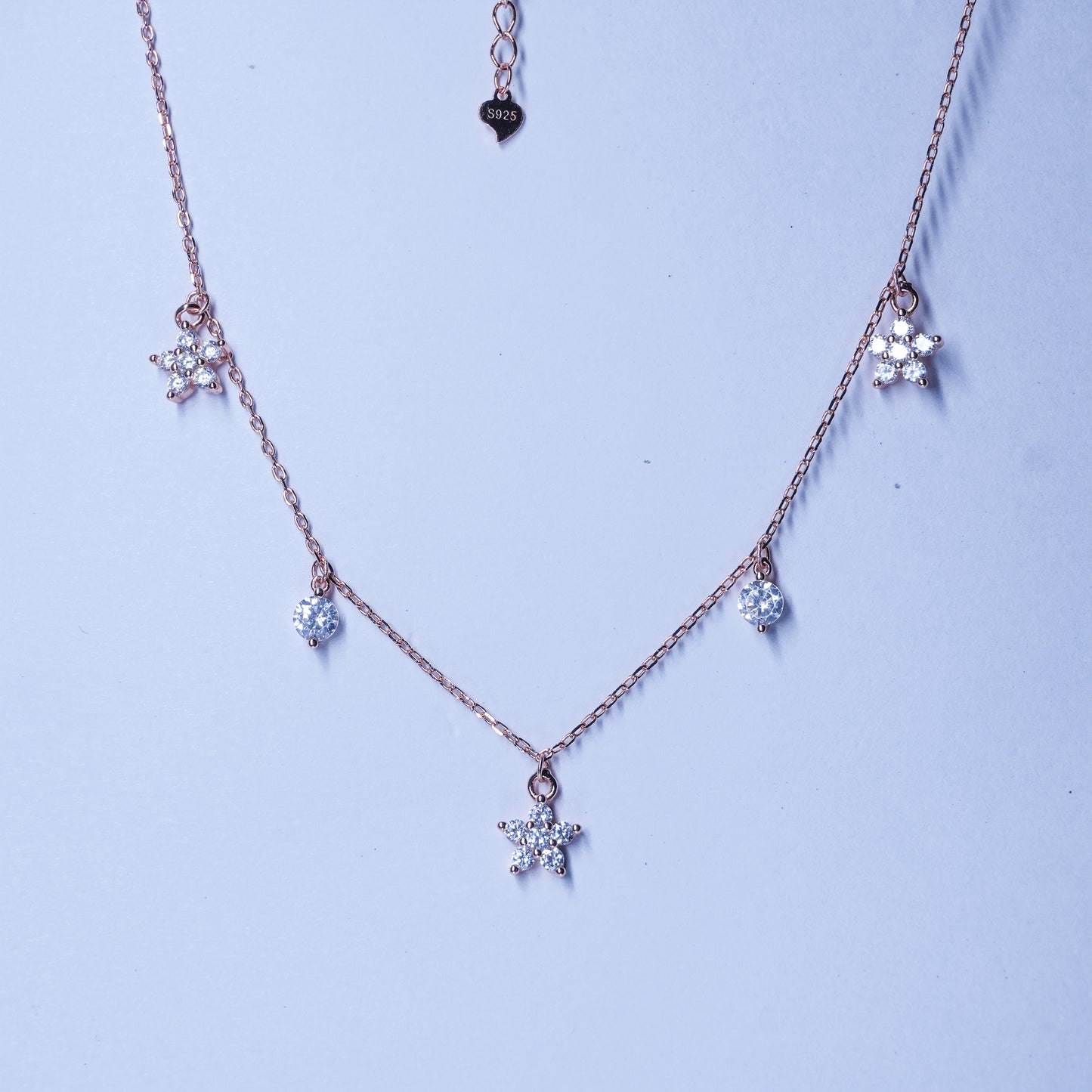 Elegant Rose Gold 925 Silver Star Pendant Necklace