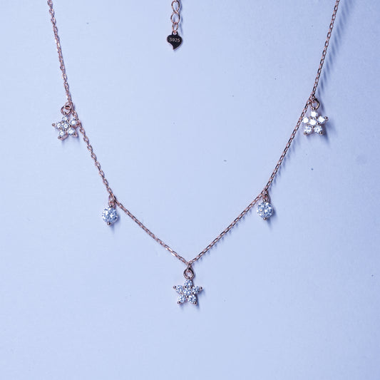 Elegant Rose Gold 925 Silver Star Pendant Necklace