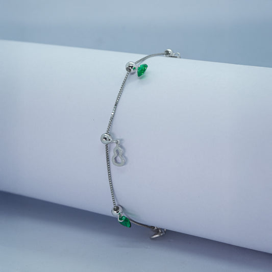 Leaf Charm Silver Bracelet