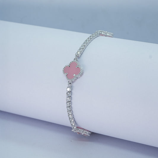 Blush Clover Silver Bracelet