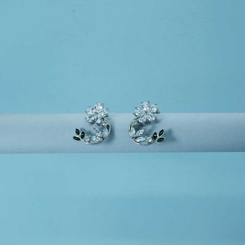 Floral Vine Crystal Earrings