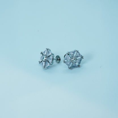 Hexagon Starburst Stud Earrings