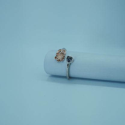 Rose Blossom & Teardrop Duo Ring Set