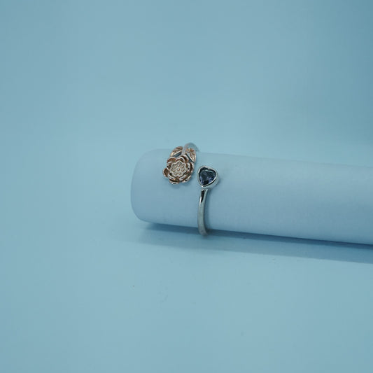 Rose Blossom & Teardrop Duo Ring Set