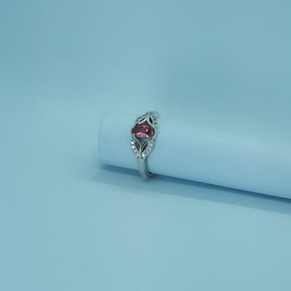 Ruby Elegance Leaf Ring