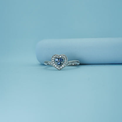 Blue Heart Charm Ring