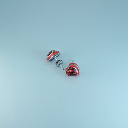 Heart-Shaped Red Stone Earrings