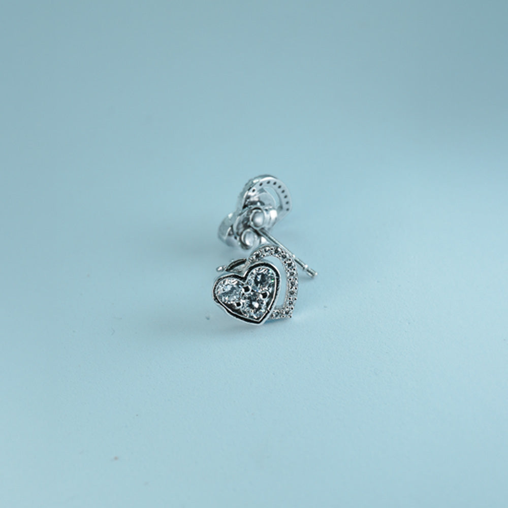 Heart-Shaped Sparkling Stud Earrings