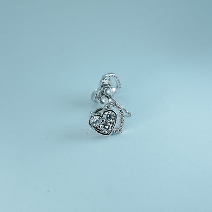 Heart-Shaped Sparkling Stud Earrings