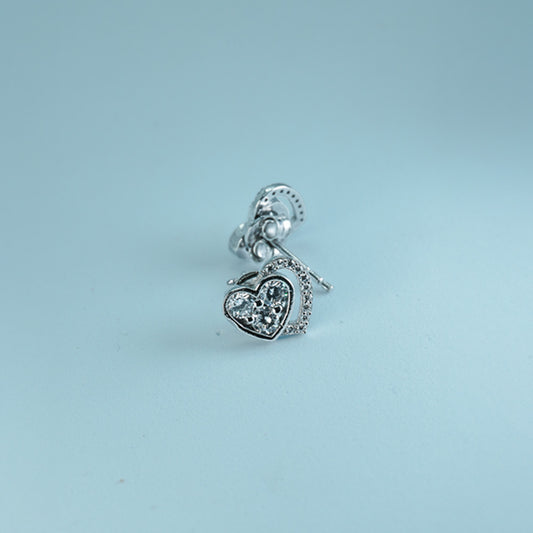 Heart-Shaped Sparkling Stud Earrings