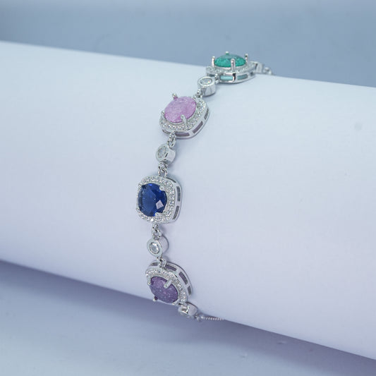 Radiant Royale Multi-Gemstone Silver Bracelet