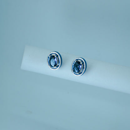 Midnight Oval Gem Studs