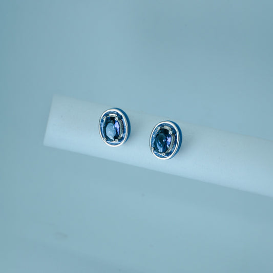 Midnight Oval Gem Studs