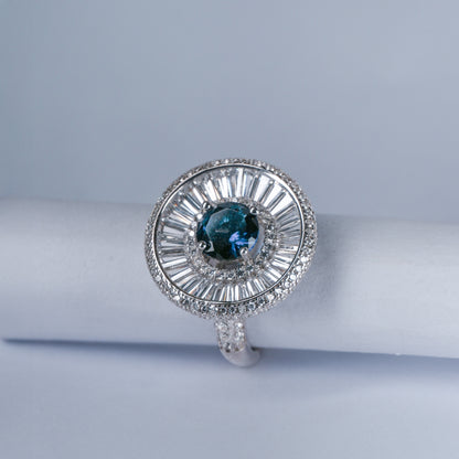 Royal Blue Halo Diamond Ring