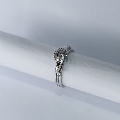 Clasped Hands Silver Band