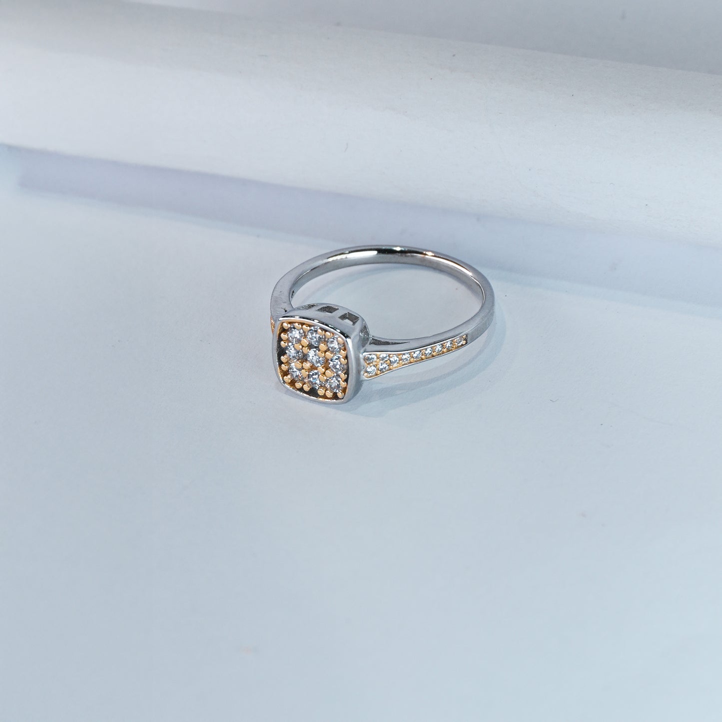 Golden Glimmer Square Cluster Ring