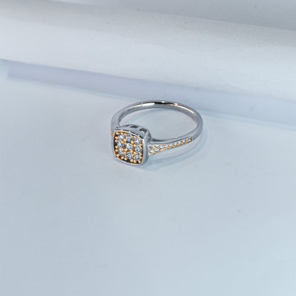 Golden Glimmer Square Cluster Ring