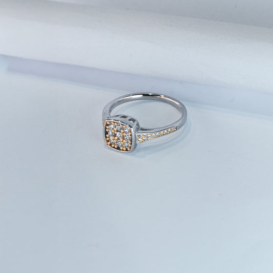 Golden Glimmer Square Cluster Ring