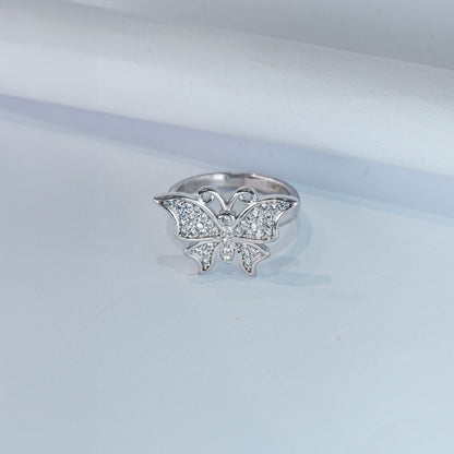 Sparkling Butterfly Charm Ring