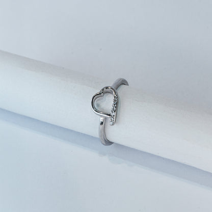 Silver Heart Charm Ring