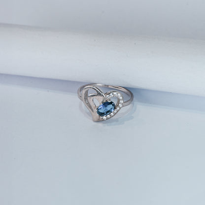 Blue Sapphire Heart Ring