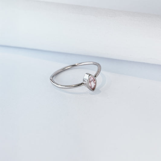 Minimal Pink Teardrop Ring